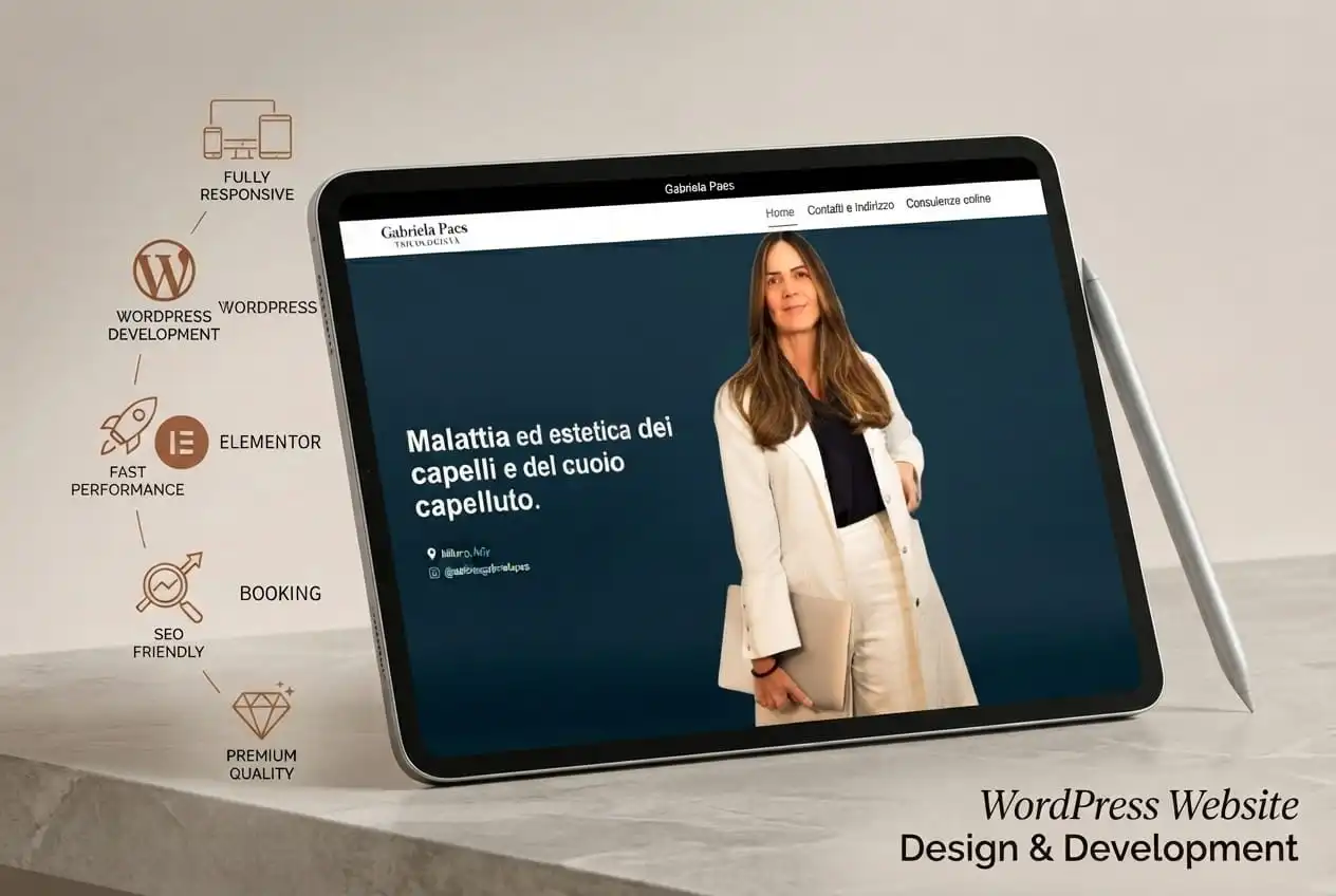 WordPress and Elementor website development project for Gabriela Paes - Medical & Trichology